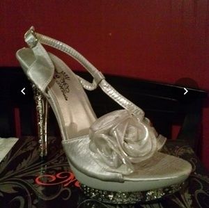Silver & Black High Heels Sandals